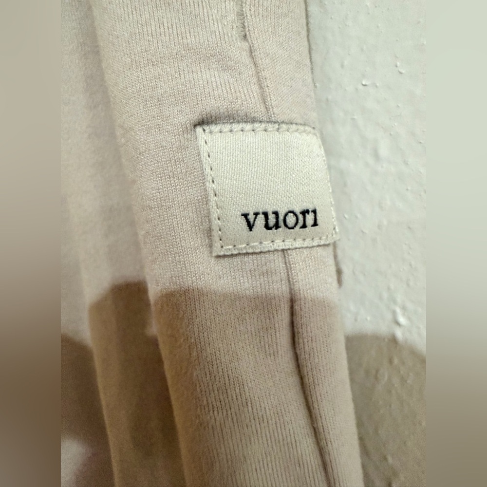 Vuori Cream Ecru Heather Halo Essential Wideleg Relaxed-Fit Long Pants size M - Picture 4 of 9